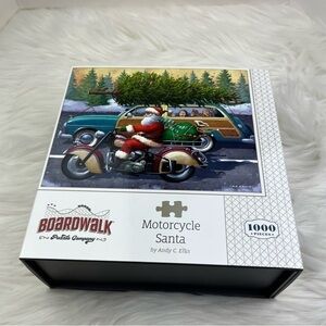 NEW Boardwalk Motorcycle Santa 1000 Piece Jigsaw Puzzle Holiday 19 1/4”x26 5/8”
